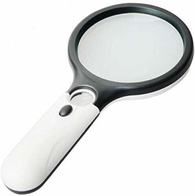 Bluedeal Magnifying Glass with 3 Led Light 3X & 45X Big Size Zoom Lenses for Seniors 3X & 45X Book and Newspaper Reading(Black & White)