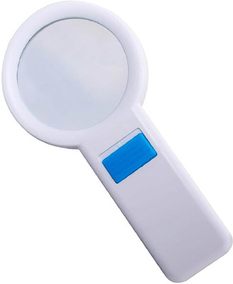 GoodsBazaar 3.5 inch 10 LED Light Illuminated Magnifying Glass Lens High Power 5X Handheld 5X Hand-held Magnifying High Power(White -0.14)