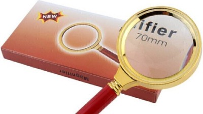 KP2 Magnifying Tool 10x Magnification 70 mm Zoom Magnifier Glass(Brown / Gold)