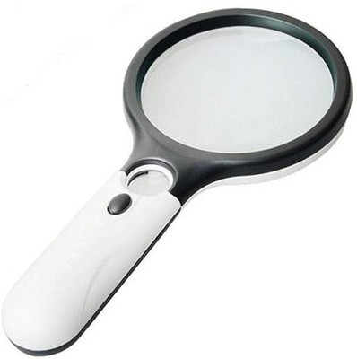 HLIPIH Magnifying Glass with 3 LED Light Hand-Held for Reading Lens Jewelry Loupe, 3X ,45X Glass(Witht ,Black)