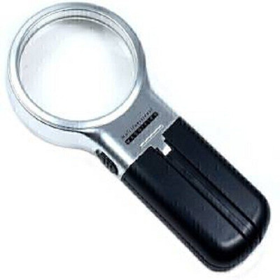 Magma Store Folding Mini Magnifier with 2 LEDs 3X Magnifying glass(Silver, Black)