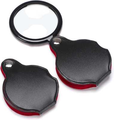 uptodateprouducts 1 PCS Mini Pocket Magnifier Folding Magnify Glass with Rotating Protective 10X Mini Pocket Magnifier Folding(Black)