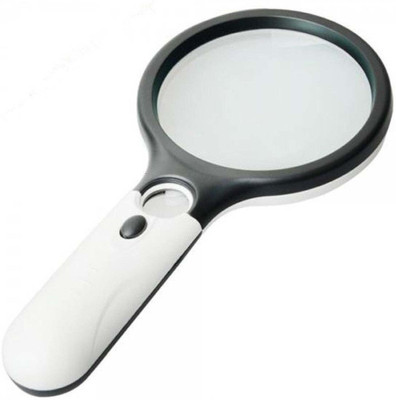 GoodsBazaar 90029 Magnifying Lens Glass Large 90mm dia Handheld Magnifier 3X 45x Magnifying Glass 3x / 45x(Black, White)