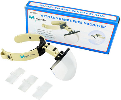 Medono india Transplant Head Mounted Magnifying Glass Headband with LED Light Illuminated Head Magnifiers(White)