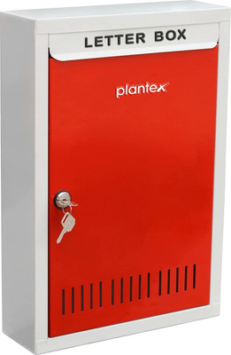Plantex Metal Big Size Wall Mount Letter Box/Post Box For Home Gate/Letter Box Home Gate Wall Mounted Mailbox(Red & Ivory)