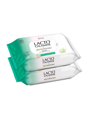 Lacto Calamine Daily Cleansing wipe with Aloe, Cucumber, Vitamin E, Paraben & Alcohol Free Makeup Remover(50)