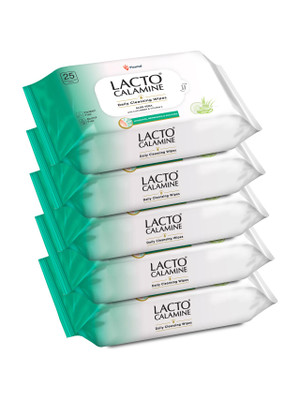 Lacto Calamine Daily Cleansing wipe with Aloe Vera, Cucumber, Vitamin E, Paraben & Alcohol Free Makeup Remover(125 Wipes)