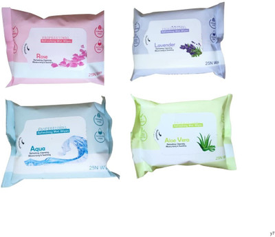 Morbee 4 Different Fragrance, Facial Refreshing Wet Wipes For Face And Travel Use y7 Makeup Remover(100 Wipes)