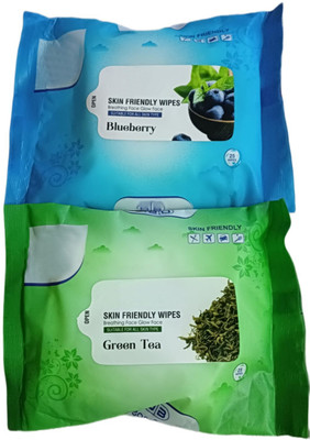 Facejewel Gentle Clean Blueberry & Green Tea Makeup Remover Wipes (50 Wipes) Makeup Remover(100 g)