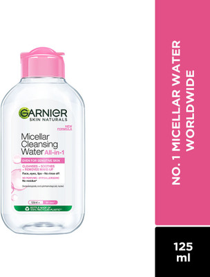 GARNIER Micellar Water - Gentle Cleanser For Sensitive Skin, Get 100% Clean Skin Makeup Remover(125 ml)