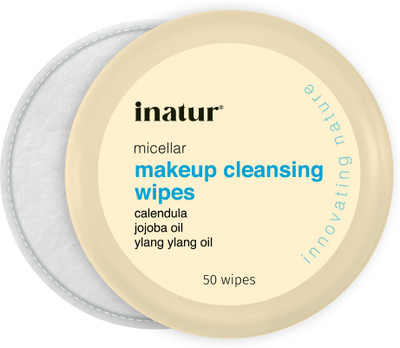 inatur Micellar Cleansing Wipes |Gentle & Hydrating for Sensitive Skin Makeup Remover(50 Wipes)