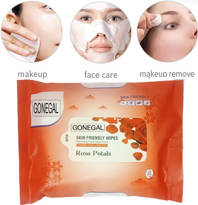 Gonegal Makeup Remover Cleansing Towelettes, Daily Cleansing Face Wipes to Remove Makeup Remover(25 Wipes)