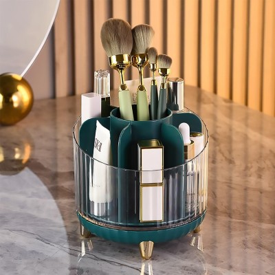 M T BROTHERS 360°Rotating Makeup Organizer, Makeup Brush Holder, Spinning Cosmetic Organizer The makeup holder stand adds elegance and convenience to your vanity setup. Vanity Box(Green)