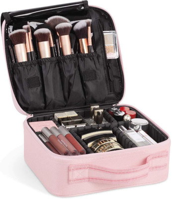 shan creation Professional Makeup Case Organizer Bag Women Travel Cosmetic Kit Vanity Box Travel Toiletry Kit(Pink)