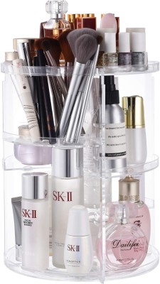 MOSHTU Rotating Makeup Organizer 360 Rotation Cosmetic Storage Holder Cosmetics Vanity Box(Transparent)