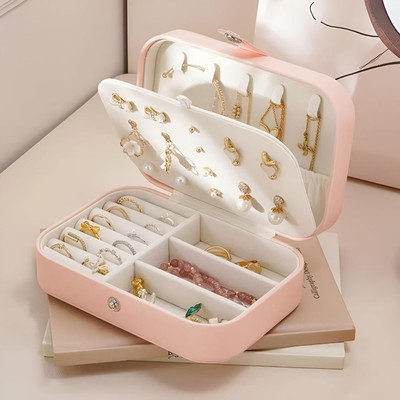 QUICKCLIQ Multi-Purpose Jewellery Box with Soft Velvet Lining & Dust Protection Travel jewellery Box,Mini jewellery Box Vanity Box(Pink)