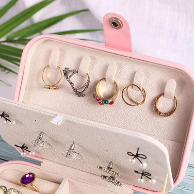 QUICKCLIQ Elegant Velvet Jewellery Organizer Box for Rings, Earrings, Chains & Watches Travel jewellery Box,Mini jewellery Box Vanity Box(Pink)