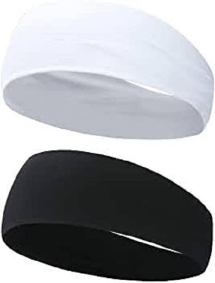 plutoprom Running Sweat Head Bands for Sports Head Band Hair Band Head Band(White, Black)