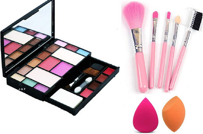 Zailie Fashion Makeup Kit 6171 with 5 Pc Brush Set with 2 Sponge Puff