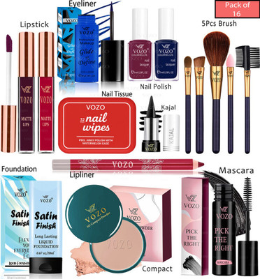 VOZO Bridal Makeup Kit Combo Collection 16 Must-Have Beauty Essentials 222(Pack of 16)