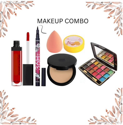 lately eyeshadow with eyeliner compact liquid lipstick nail polish remover & puff(6 Items in the set)
