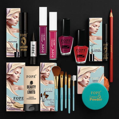 FOPE Cosmetic Kit For Women Matte Finish Combo With Stylish Daily Wear Makeup Kit Set(Pack of 15)