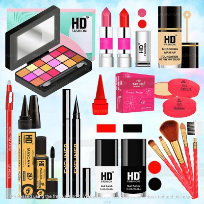 HD Fashion Beauty Bliss: 17 Pcs. Complete Makeup Kit Combo Set for Radiant Looks! i1K12(Pack of 17)