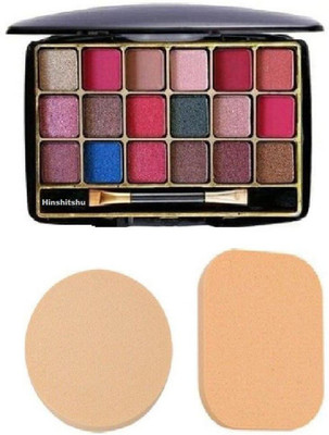 HINSHITSHU J & F 18 Multicolor Eye Shadow Palette with 2 in 1 Blender Puff