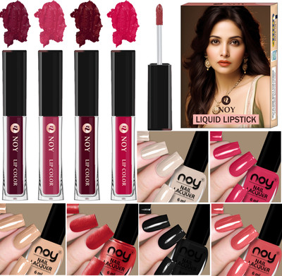 NOY Nail Polish And Liquid Lipstick Combo For Vibrant Colors Beautiful(Pack of 10)