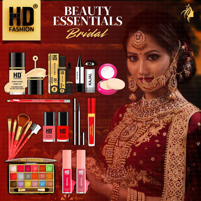 HD Fashion 17 Bridal Essentials-All in One Waterproof Makeup Kit Full Set for Bride HDB30(Pack of 17)