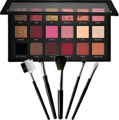 LOVE HUDA Professional Waterproof Shimmery 18 Color Eye shadow Palette With Brush Set