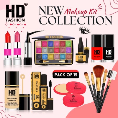 HD Fashion Magical 15Pcs. Xclusive Instant Glow All In One Waterproof Makeup Kit HCA1702(Pack of 15)