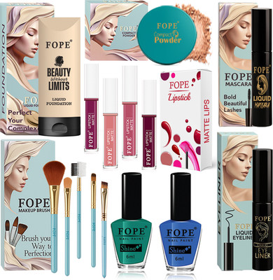 FOPE Makeup Kit Combo for Women Travel Ready Compact Complete Daily Use Cosmetic Set(Pack of 15)
