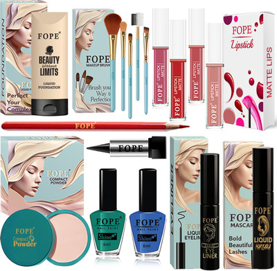 FOPE Bridal Makeup Kit Professional Women Luxury Complete Cosmetic Combo Long Lasting(Pack of 17)