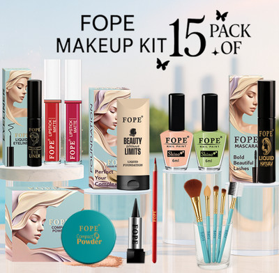FOPE Makeup Kit Combo For Beginners Easy To Apply Compact Everyday Makeup Combo Box(Pack of 15)