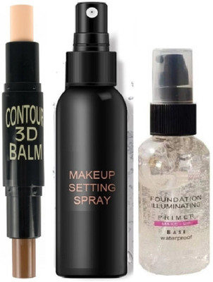 YELGO Highlighter and Contour Stick Face Base Makeup Primer Matte makeup Fixer Spray(Pack of 3)