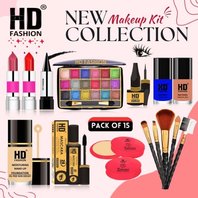 HD Fashion Magical 15Pcs. Xclusive Instant Glow All In One Waterproof Makeup Kit HCA1889(Pack of 15)