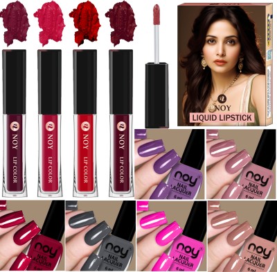 NOY Nail Polish And Liquid Lipstick Pack for Timeless Beauty Essentials(Pack of 10)