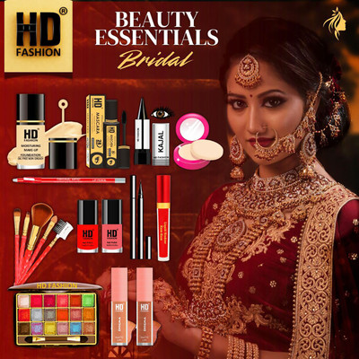 HD Fashion 17 Bridal Essentials-All in One Waterproof Makeup Kit Full Set for Bride HDB191(Pack of 17)
