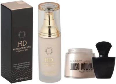 Classyhuda HD High Coverage Foundation & Perfect Loose Face Powder. Dashing Makeup Kit(Pack of 2)