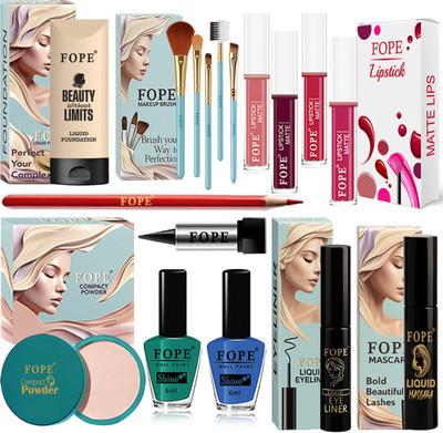 FOPE Cosmetic Kit For Girls Affordable Everyday Use Long Wear Waterproof Makeup Combo(Pack of 17)