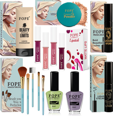 FOPE Makeup Kit Waterproof for Girls Affordable Glossy Finish Long Lasting Makeup Box(Pack of 15)