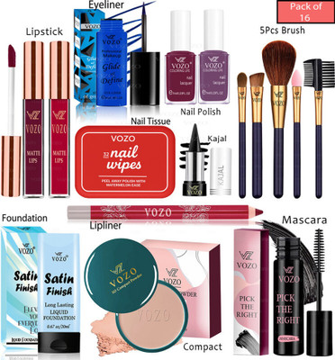 VOZO 16 Pcs Total Makeup Collection for Modern Looks(Pack of 16)