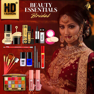 HD Fashion 17 Bridal Essentials-All in One Waterproof Makeup Kit Full Set for Bride HDB633(Pack of 17)