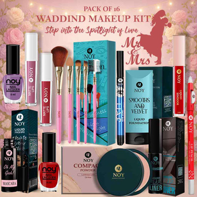 NOY Full Makeup Kit Waterproof All in One Bridal Combo for Wedding Function(Pack of 16)