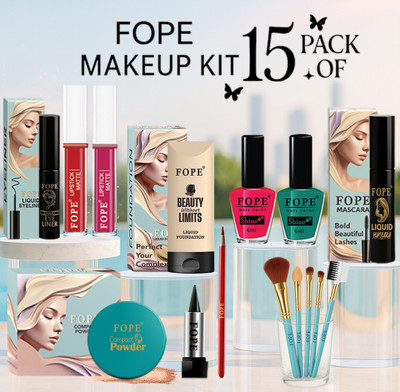 FOPE Full Makeup Set For Stylish Women Affordable Daily Essential Premium Cosmetic Ki(Pack of 15)