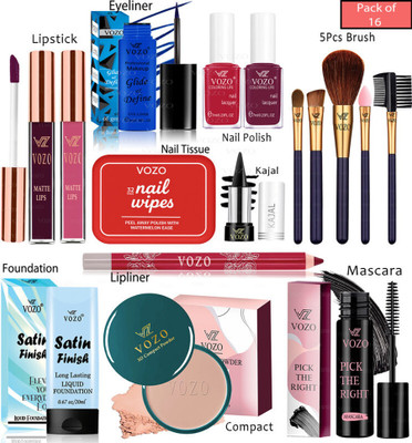 VOZO Complete Makeup Kit with 16 Must-Have Beauty Essentials 63(Pack of 16)