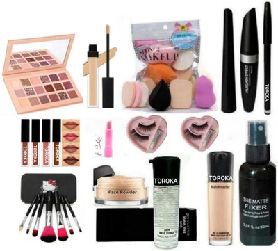 toroka makeup kit combo waterproof and matte finish and good quality product(Pack of 17)
