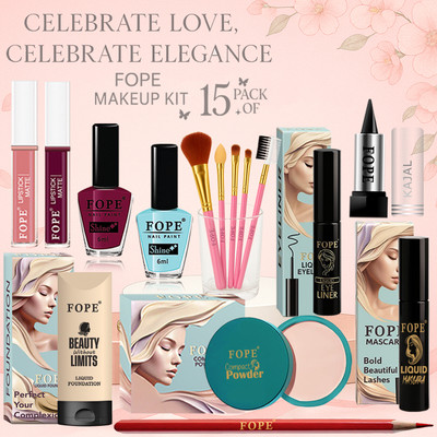 FOPE Bridal Makeup Kit Waterproof Glow Perfect Wedding Party Look(Pack of 15)
