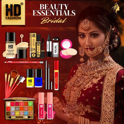HD Fashion 17 Bridal Essentials-All in One Waterproof Makeup Kit Full Set for Bride HDB1071(Pack of 17)